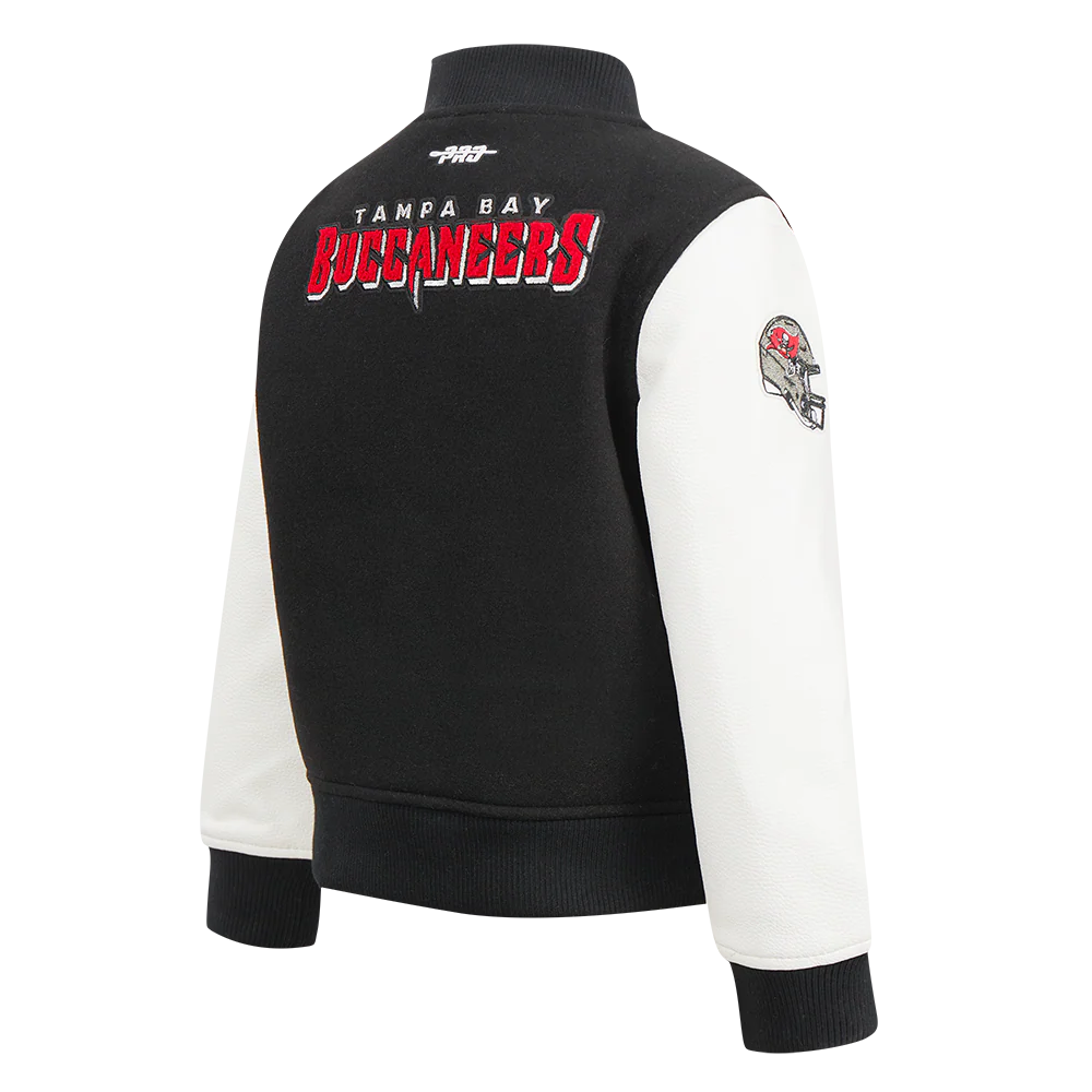NFL TAMPA BAY BUCCANEERS CLASSIC LITTLE BOYS WOOL VARSITY JACKET (BLACK/WHITE) - Image 4