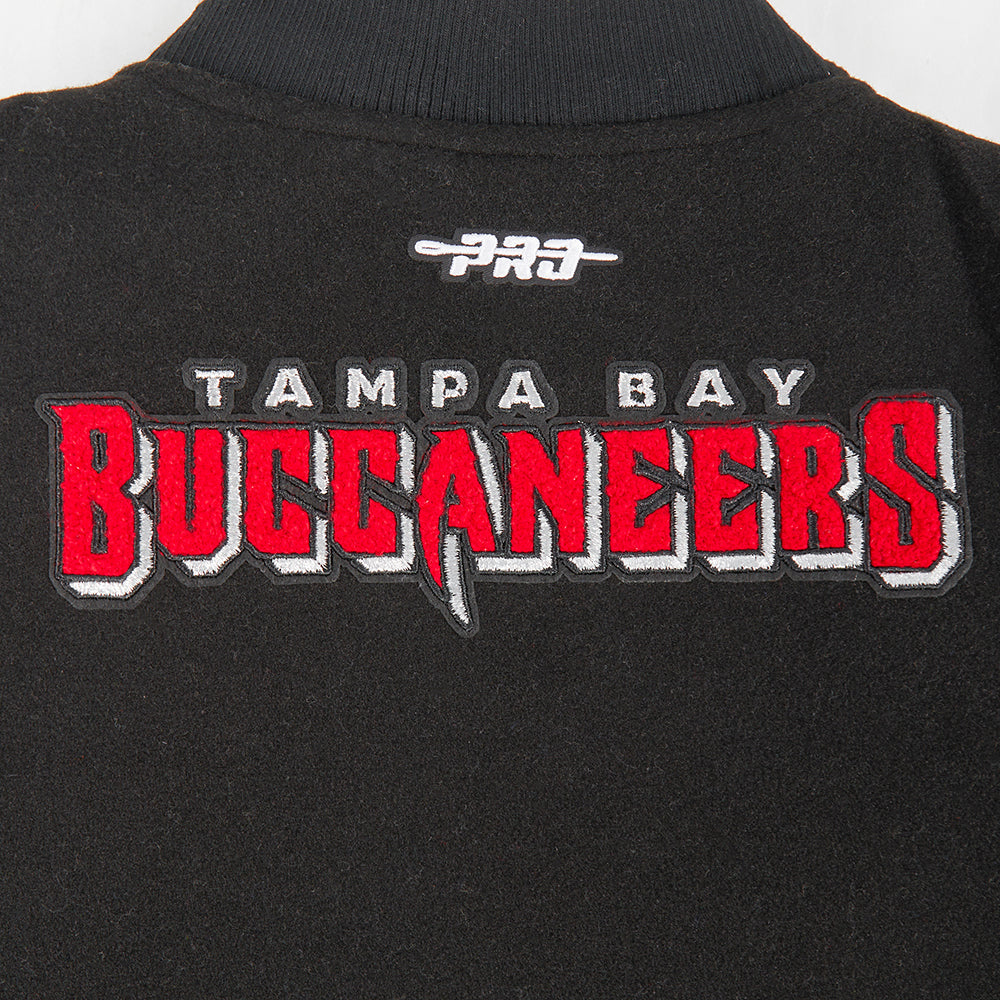 NFL TAMPA BAY BUCCANEERS CLASSIC LITTLE BOYS WOOL VARSITY JACKET (BLACK/WHITE) - Image 5