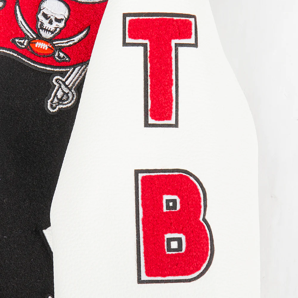NFL TAMPA BAY BUCCANEERS CLASSIC LITTLE BOYS WOOL VARSITY JACKET (BLACK/WHITE) - Image 7