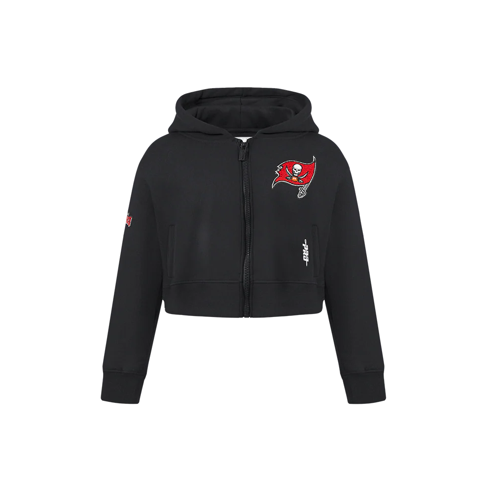 NFL TAMPA BAY BUCCANEERS CLASSIC LITTLE GIRLS  FLEECE FULL ZIP HOODIE (BLACK)