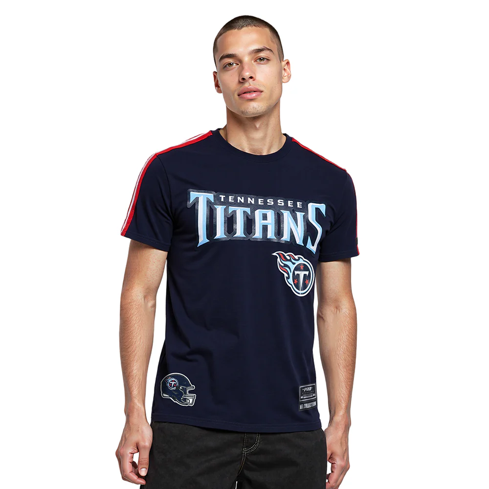 NFL TENNESSEE TITANS CLASSIC MESH STRIPED MEN'S TEE (MIDNIGHT NAVY/RED) - Image 8