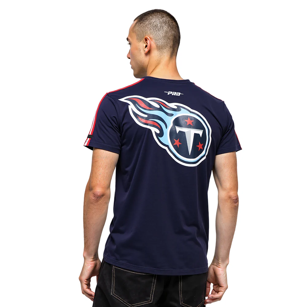 NFL TENNESSEE TITANS CLASSIC MESH STRIPED MEN'S TEE (MIDNIGHT NAVY/RED) - Image 9