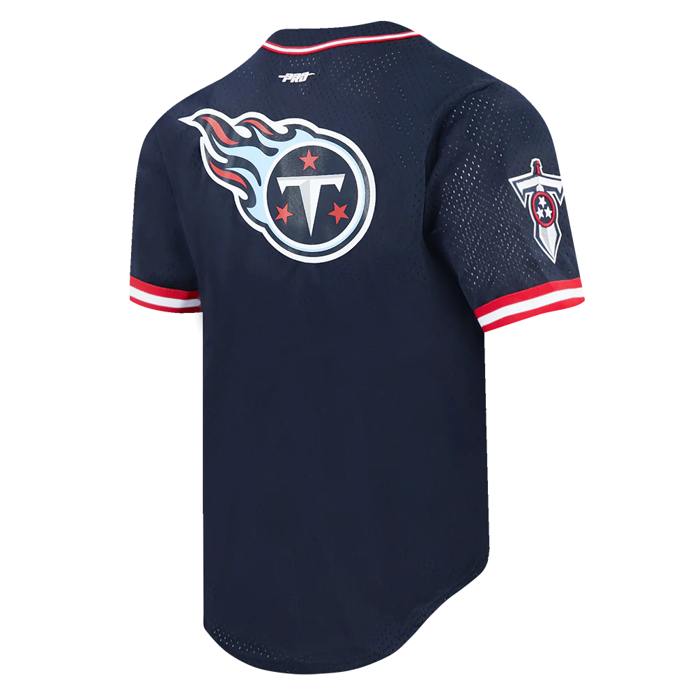 NFL TENNESSEE TITANS CLASSIC MEN'S MESH BUTTON DOWN JERSEY (MIDNIGHT NAVY/RED) - Image 12
