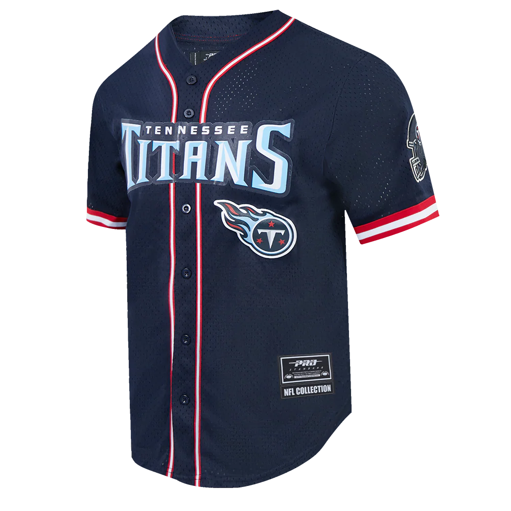 NFL TENNESSEE TITANS CLASSIC MEN'S MESH BUTTON DOWN JERSEY (MIDNIGHT NAVY/RED) - Image 3