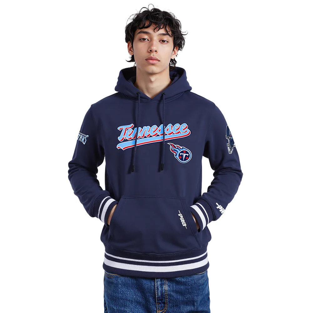 NFL TENNESSEE TITANS SCRIPT TAIL MEN'S RIB FLC PO HOODIE (MIDNIGHT NAVY) - Image 9
