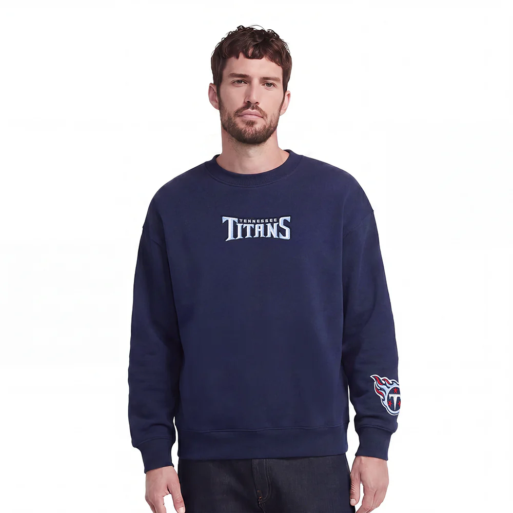 NFL TENNESSEE TITANS WINGSPAN MEN'S DROP SHOULDER FLC CREWNECK (MIDNIGHT NAVY) - Image 2