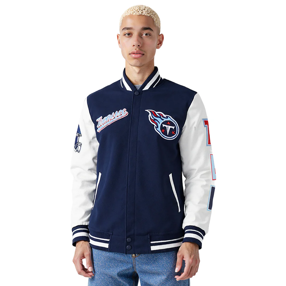 NFL TENNESSEE TITANS SCRIPT TAIL MEN'S RIB WOOL VARSITY (MIDNIGHT NAVY/WHITE)