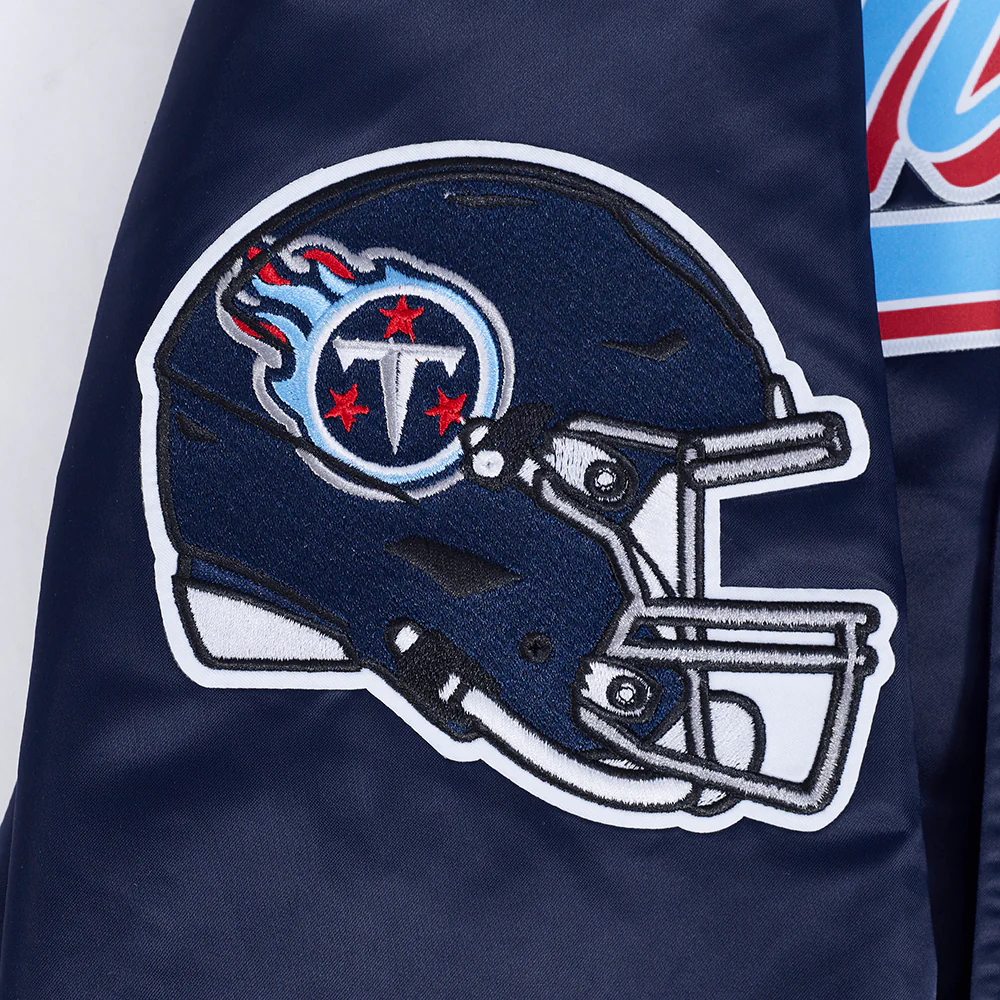 NFL TENNESSEE TITANS SCRIPT TAIL MEN'S SATIN JACKET (MIDNIGHT NAVY) - Image 12