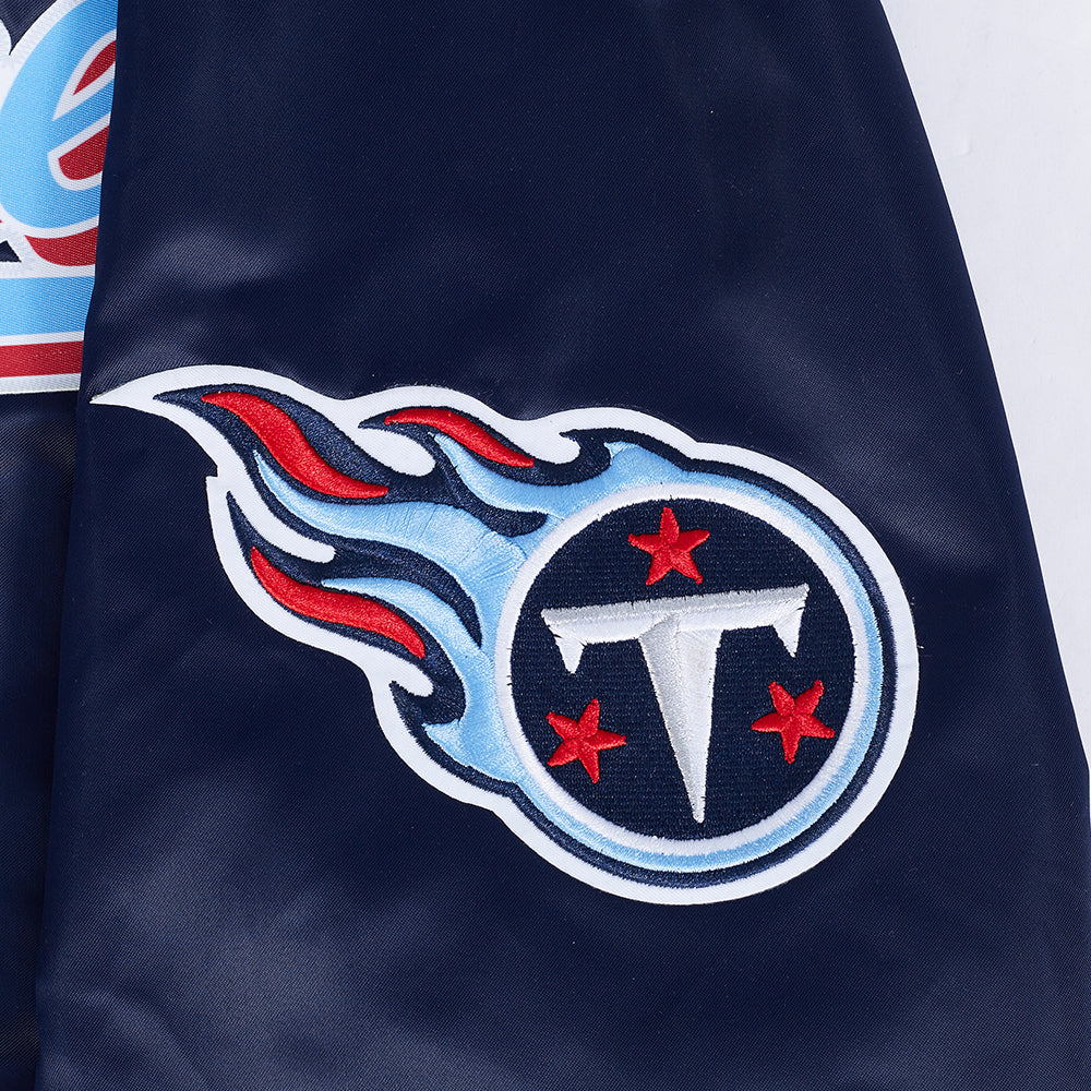 NFL TENNESSEE TITANS SCRIPT TAIL MEN'S SATIN JACKET (MIDNIGHT NAVY) - Image 9