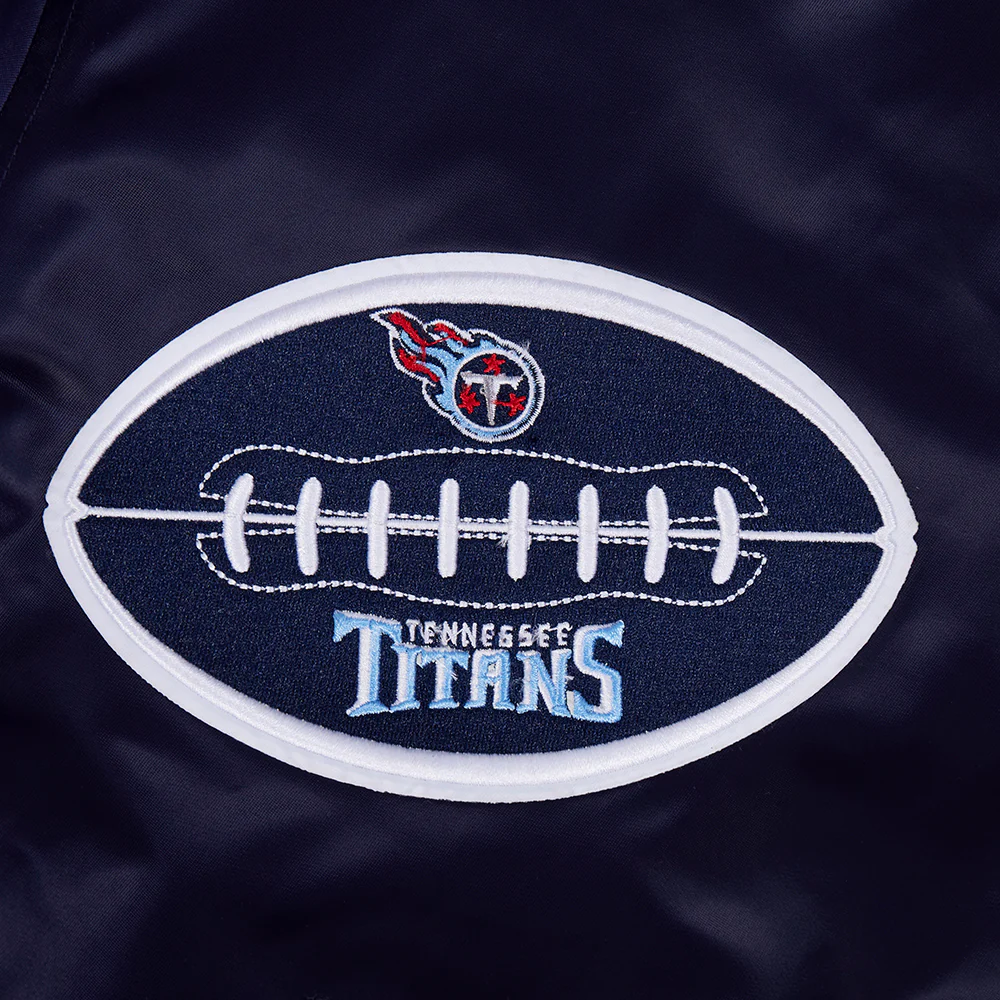 NFL TENNESSEE TITANS OLD ENGLISH MEN'S RIB SATIN JACKET (MIDNIGHT NAVY) - Image 4