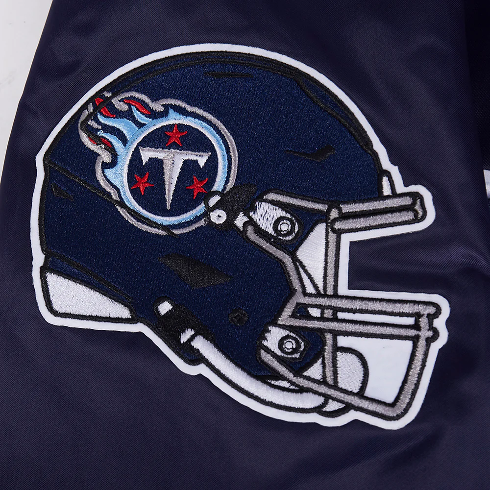 NFL TENNESSEE TITANS OLD ENGLISH MEN'S RIB SATIN JACKET (MIDNIGHT NAVY) - Image 6
