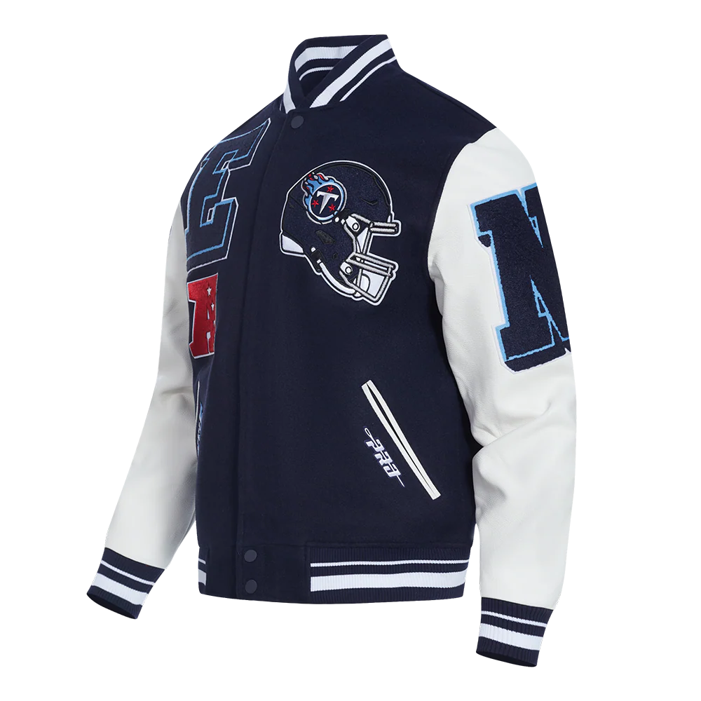 NFL TENNESSEE TITANS MASHUP MEN'S RIB WOOL VARSITY JACKET (MIDNIGHT NAVY/WHITE) - Image 2