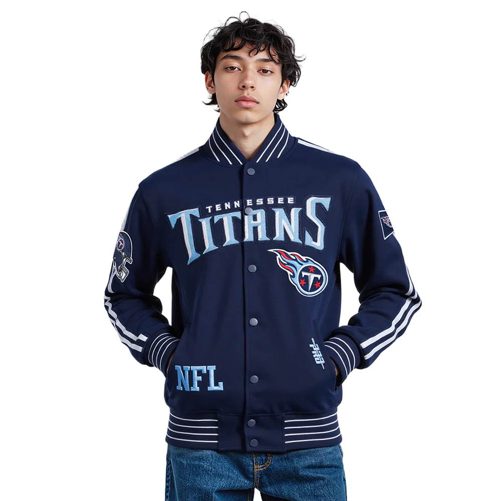 NFL TENNESSEE TITANS PRO GAME DAY MEN'S DBL KNIT JACKET (MIDNIGHT NAVY/WHITE) - Image 10