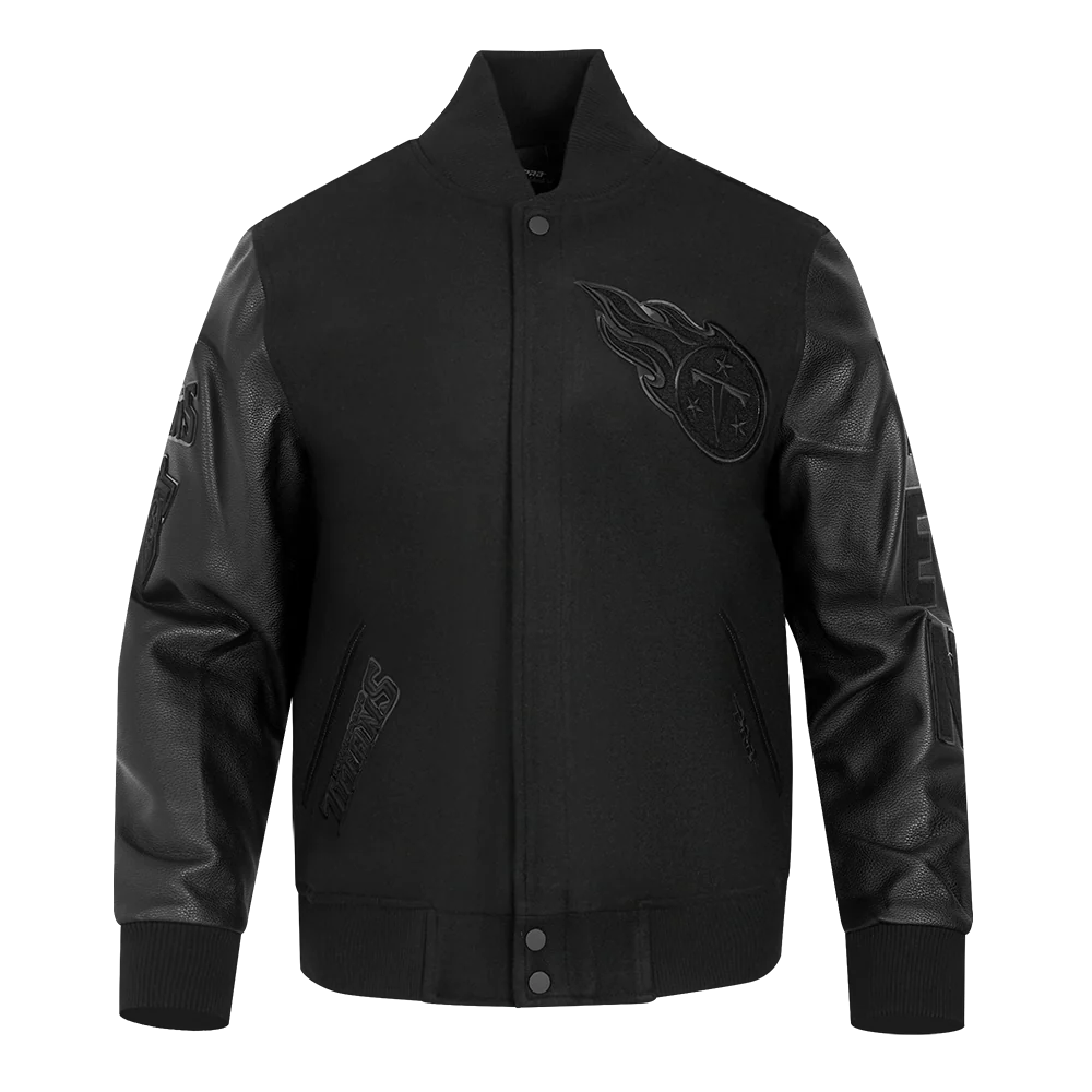 NFL TENNESSEE TITANS TRIPLE TRIPLE BLACK WOOL MEN'S VARSITY JACKET (TRIPLE BLACK)