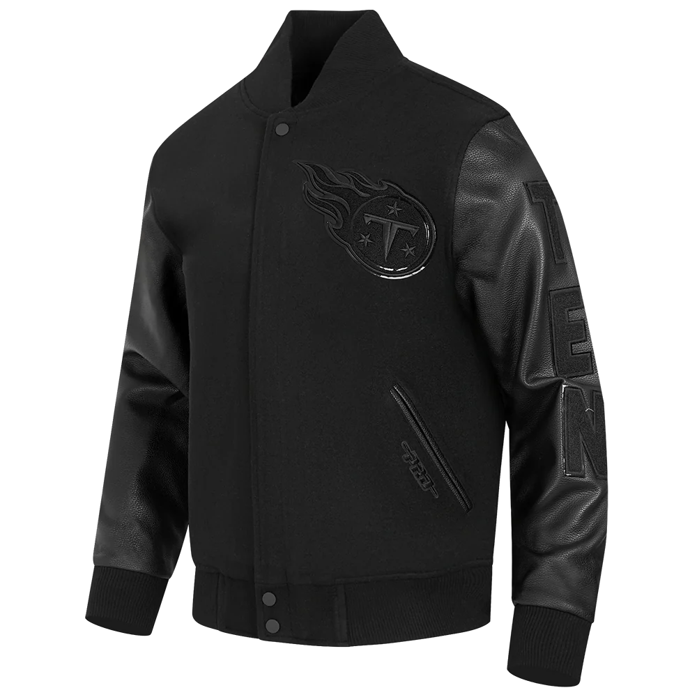 NFL TENNESSEE TITANS TRIPLE TRIPLE BLACK WOOL MEN'S VARSITY JACKET (TRIPLE BLACK) - Image 2