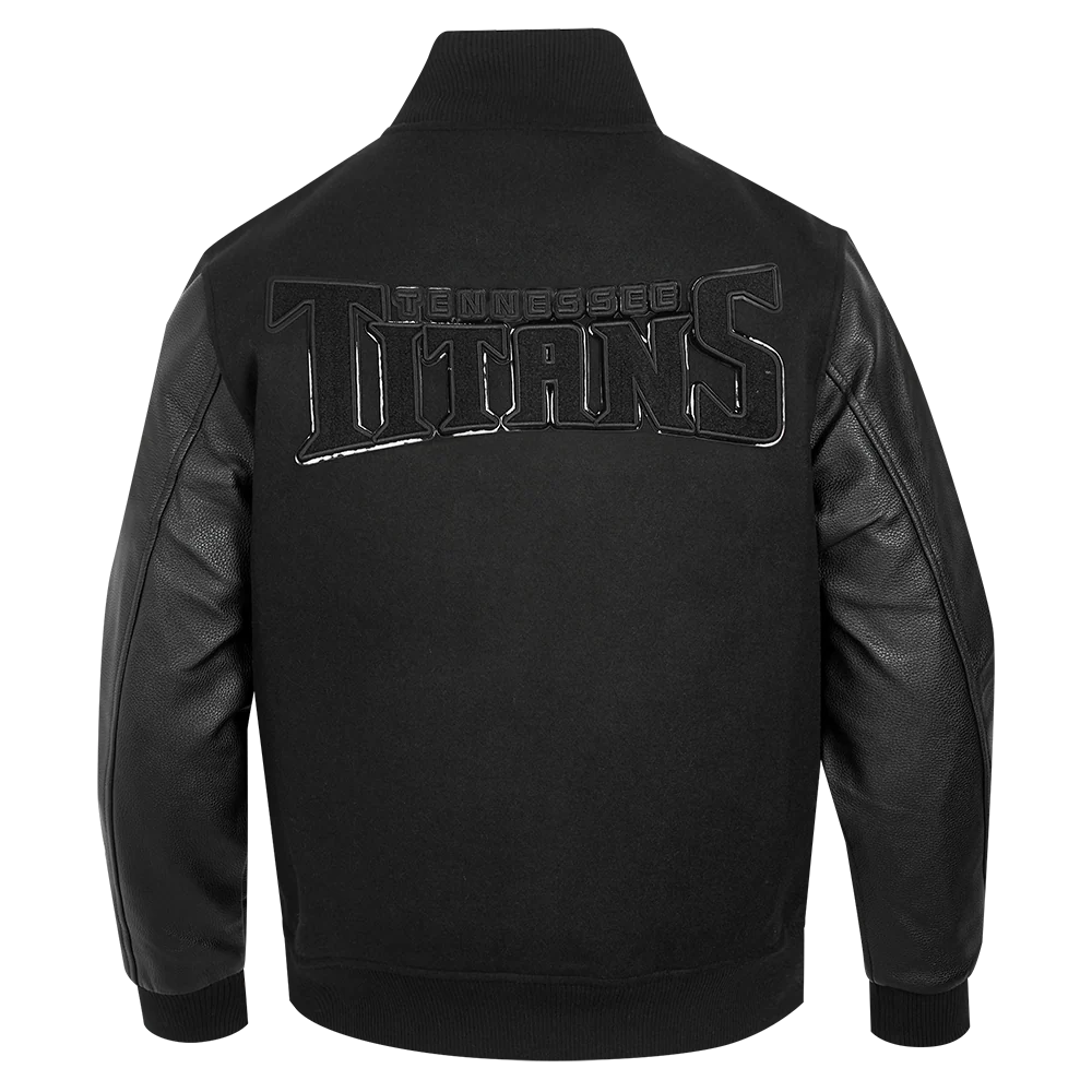 NFL TENNESSEE TITANS TRIPLE TRIPLE BLACK WOOL MEN'S VARSITY JACKET (TRIPLE BLACK) - Image 3