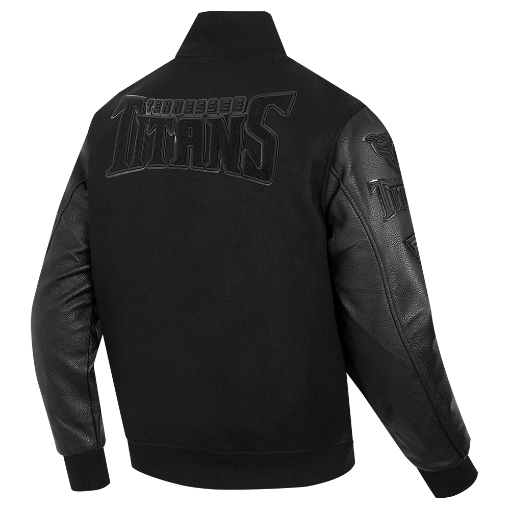 NFL TENNESSEE TITANS TRIPLE TRIPLE BLACK WOOL MEN'S VARSITY JACKET (TRIPLE BLACK) - Image 4
