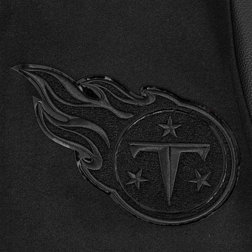 NFL TENNESSEE TITANS TRIPLE TRIPLE BLACK WOOL MEN'S VARSITY JACKET (TRIPLE BLACK) - Image 5