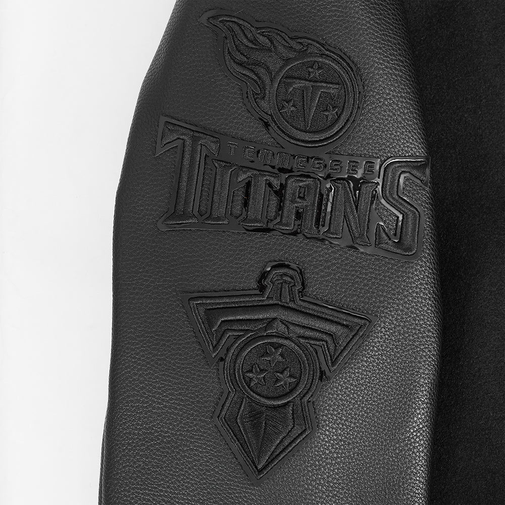 NFL TENNESSEE TITANS TRIPLE TRIPLE BLACK WOOL MEN'S VARSITY JACKET (TRIPLE BLACK) - Image 8