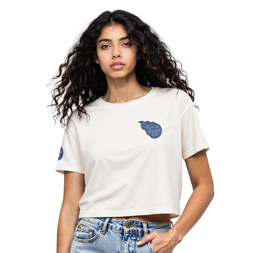 NFL TENNESSEE TITANS VARSITY BLUES WOMEN'S SJ BOXY TEE (LINEN)