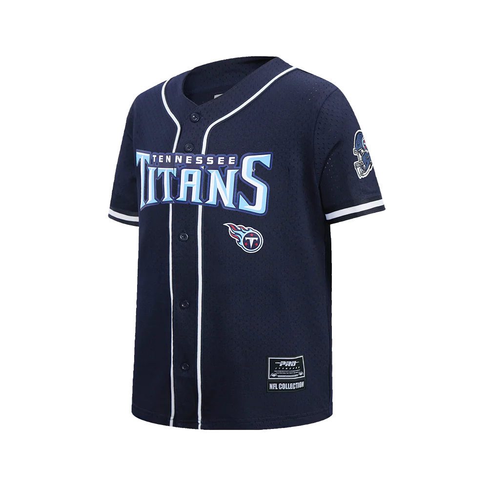 NFL TENNESSEE TITANS CLASSIC BIG BOY'S MESH BUTTON DOWN SHIRT (MIDNIGHT NAVY) - Image 3