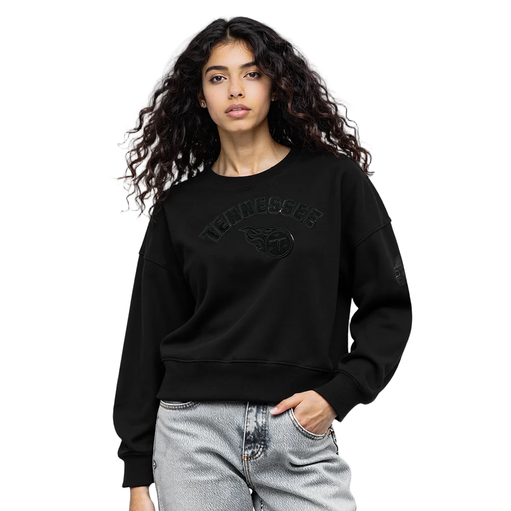 NFL TENNESSEE TITANS TRIPLE BLACK WOMEN'S FLC CREWNECK (TRIPLE BLACK WOMEN'S)