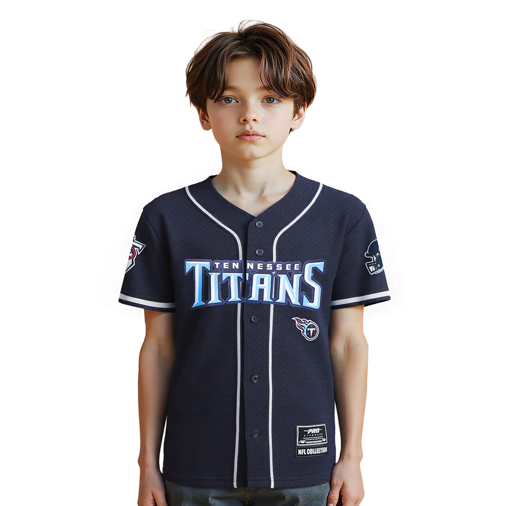 NFL TENNESSEE TITANS CLASSIC LITTLE BOY'S MESH BUTTON DOWN SHIRT (MIDNIGHT NAVY)