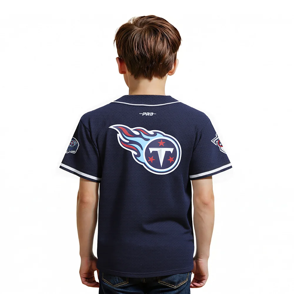 NFL TENNESSEE TITANS CLASSIC LITTLE BOY'S MESH BUTTON DOWN SHIRT (MIDNIGHT NAVY) - Image 2