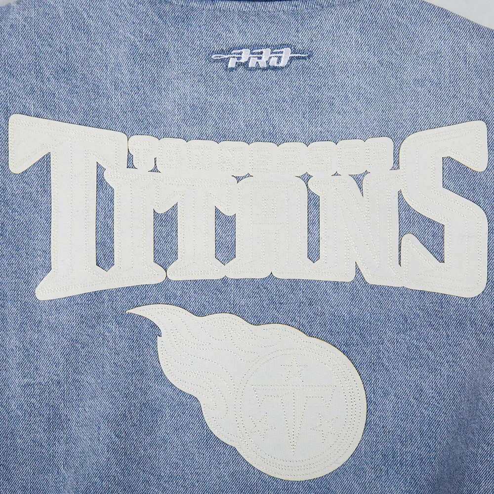 NFL TENNESSEE TITANS VARSITY BLUES WOMEN'S DENIM VARSITY JACKET (DENIM/LINEN) - Image 16