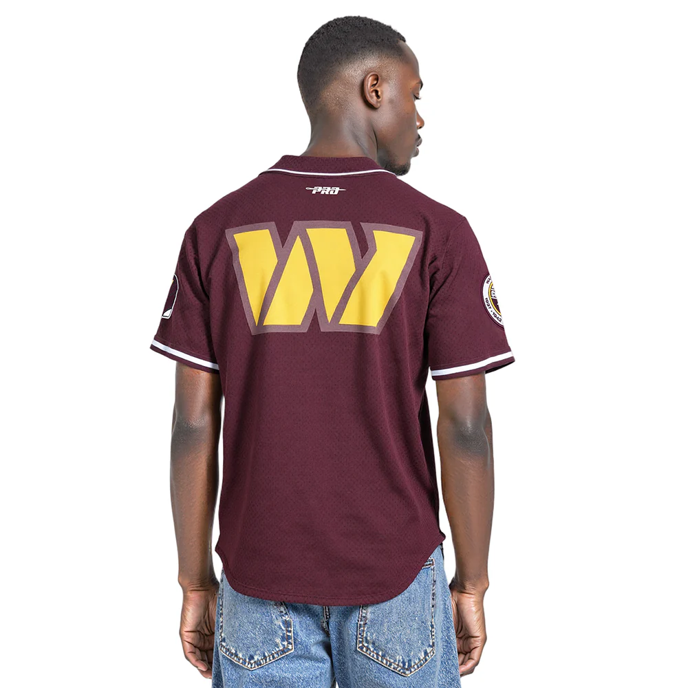 NFL WASHINGTON COMMANDERS CLASSIC MEN'S MESH BUTTON DOWN JERSEY (WINE) - Image 11