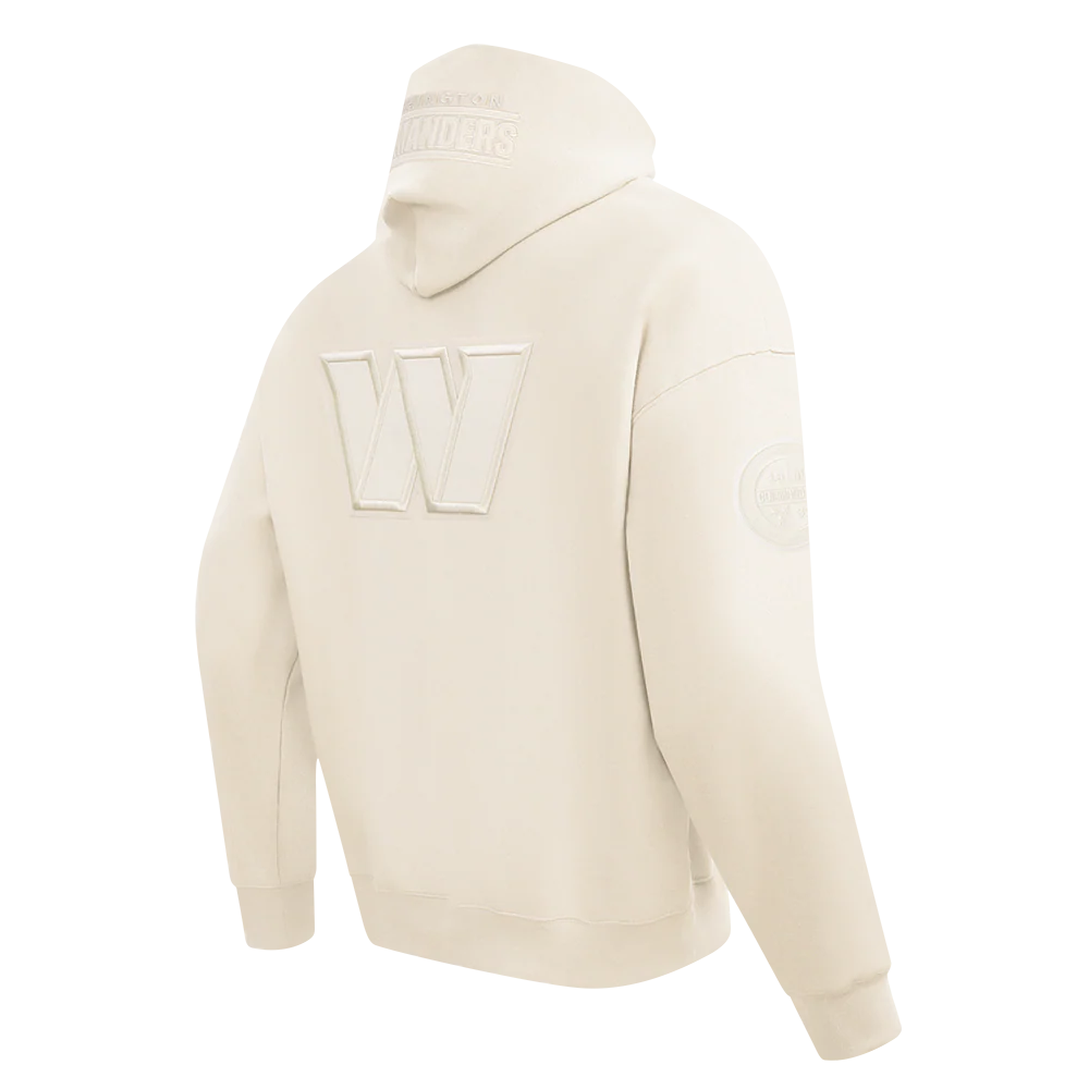 NFL WASHINGTON COMMANDERS JAYDEN DANIELS #5 NEUTRAL PNN MEN'S DROP SHOULDER FLC PO HOODIE (EGGSHELL) - Image 4