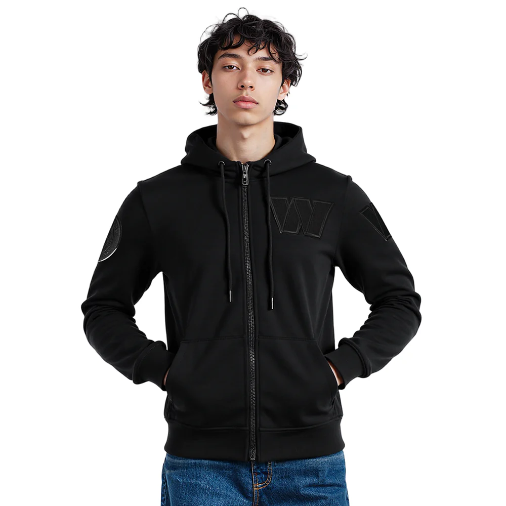 NFL WASHINGTON COMMANDERS TRIPLE BLACK MEN'S DK FZ HOODIE (TRIPLE BLACK) - Image 9