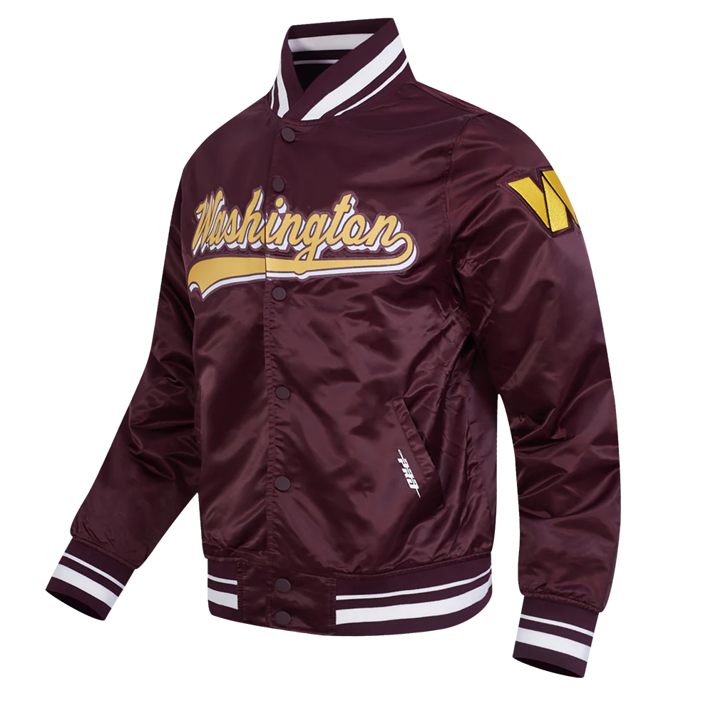NFL WASHINGTON COMMANDERS SCRIPT TAIL MEN'S SATIN JACKET (WINE) - Image 2