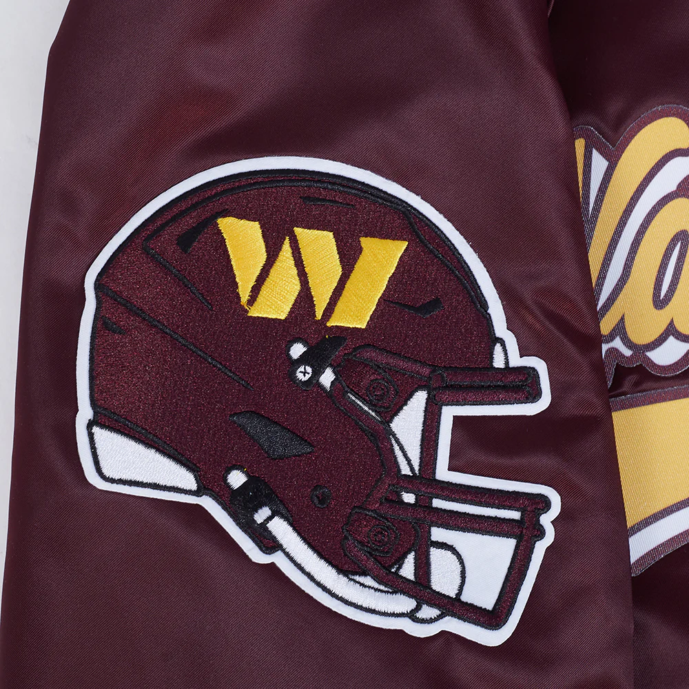 NFL WASHINGTON COMMANDERS SCRIPT TAIL MEN'S SATIN JACKET (WINE) - Image 7
