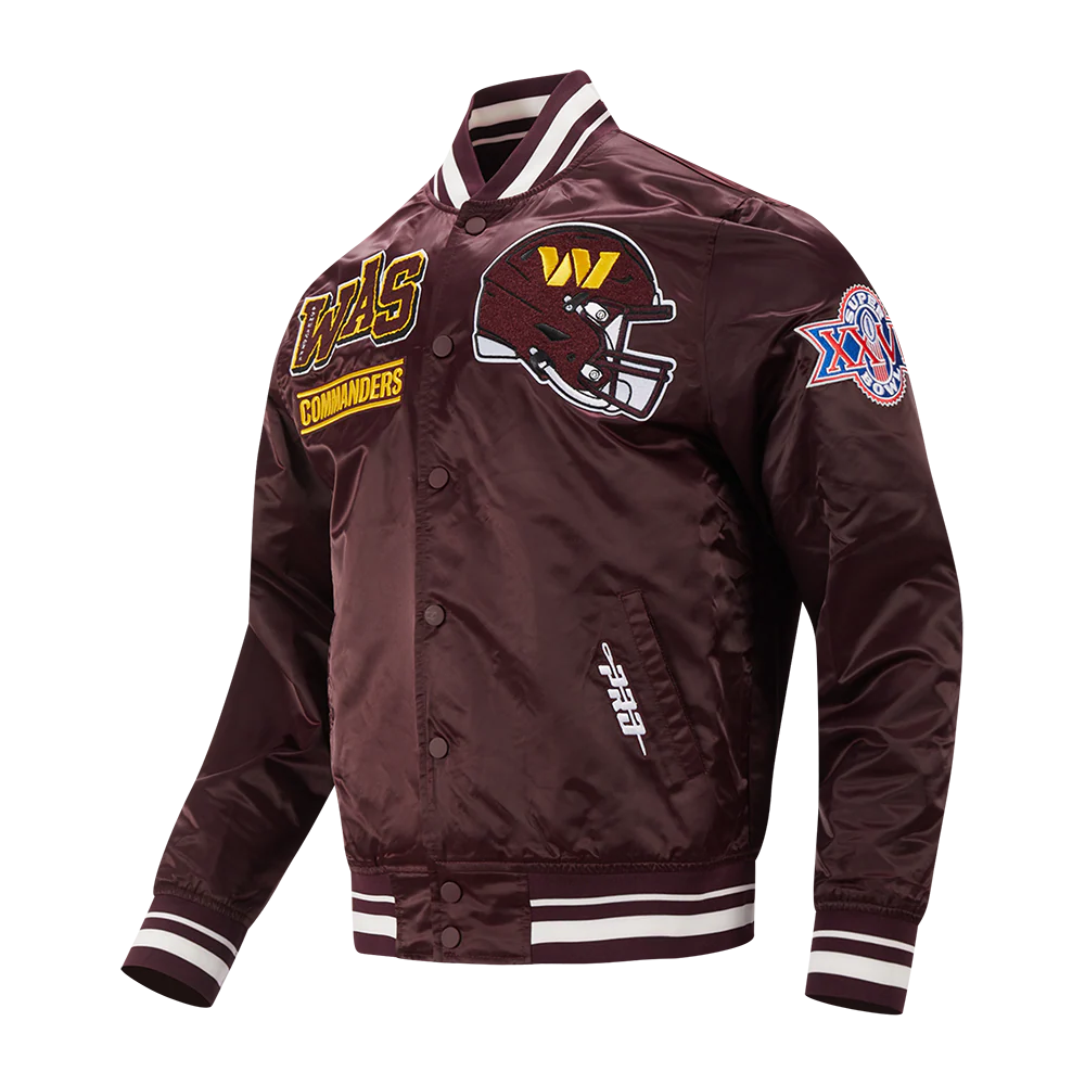 NFL WASHINGTON COMMANDERS MASHUP MEN'S RIB SATIN JACKET (WINE) - Image 2