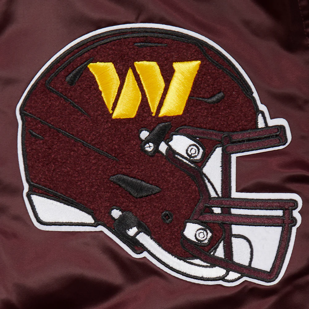 NFL WASHINGTON COMMANDERS MASHUP MEN'S RIB SATIN JACKET (WINE) - Image 6