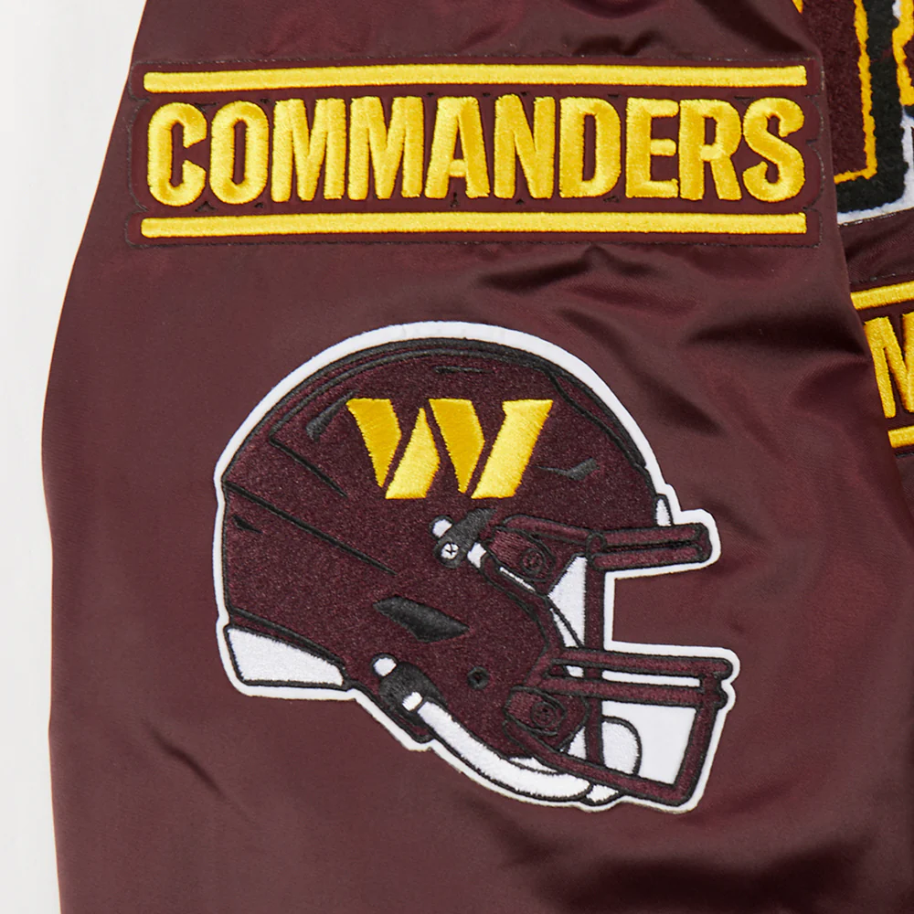 NFL WASHINGTON COMMANDERS MASHUP MEN'S RIB SATIN JACKET (WINE) - Image 7