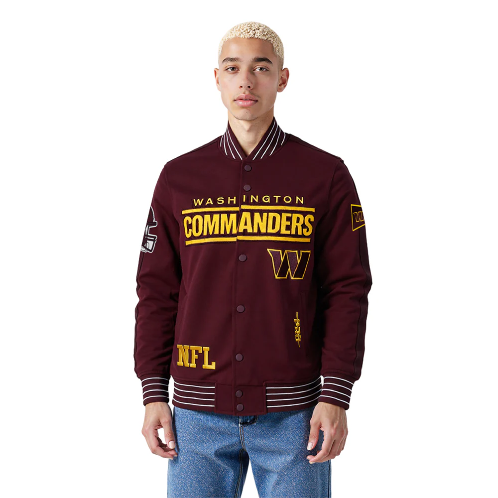 NFL WASHINGTON COMMANDERS PRO GAME DAY MEN'S DBL KNIT JACKET (WINE/EGGSHELL/WINE) - Image 10