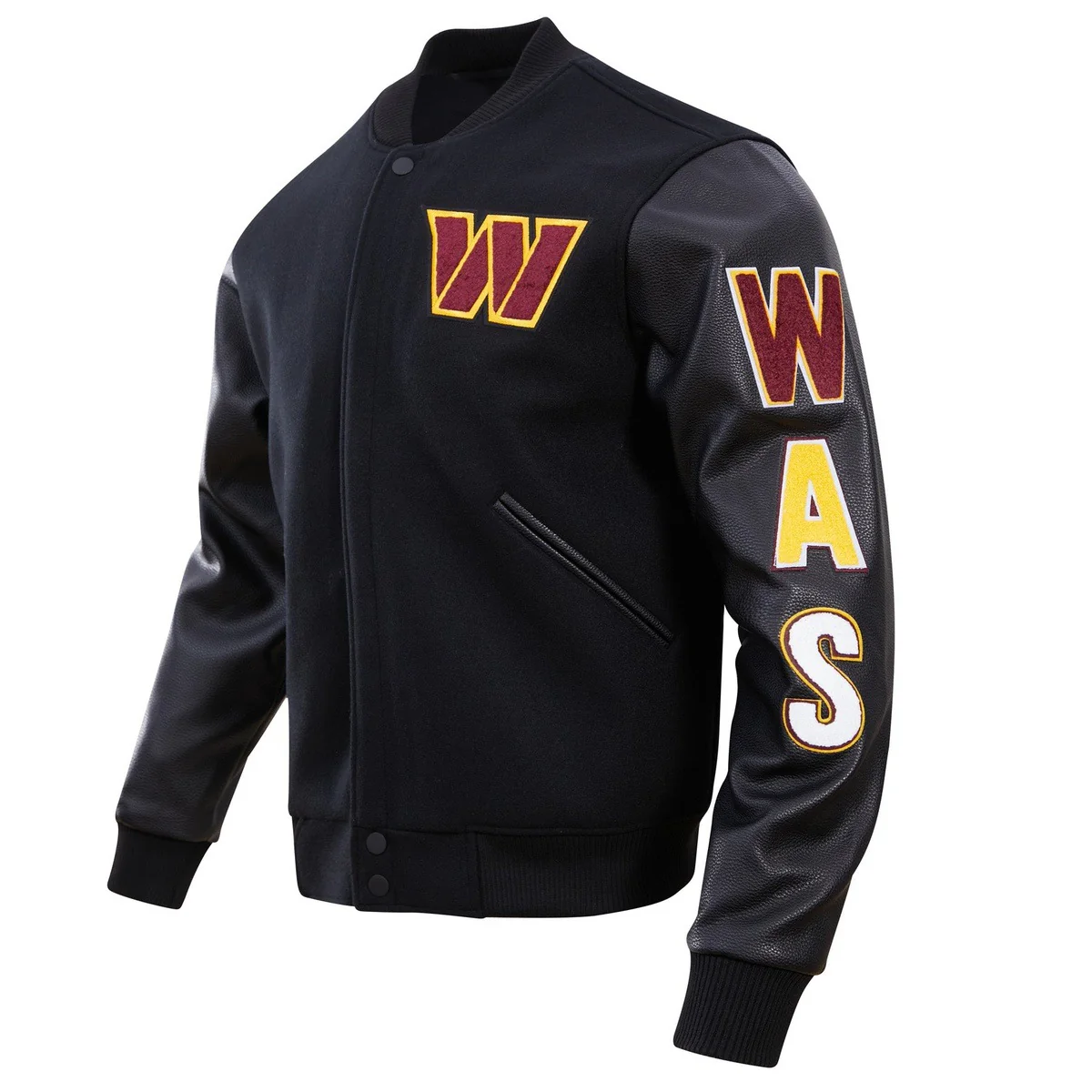 NFL WASHINGTON COMMANDERS CLASSIC WOOL MEN'S VARSITY JACKET (BLACK) - Image 2