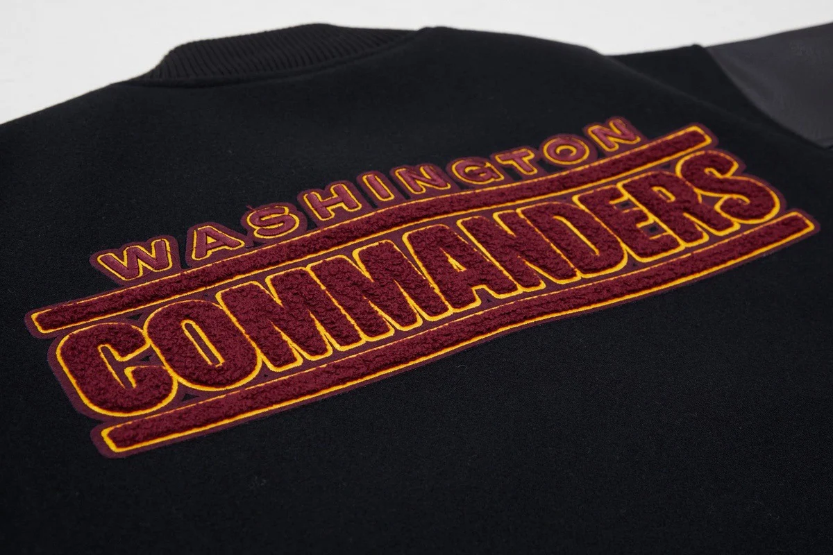 NFL WASHINGTON COMMANDERS CLASSIC WOOL MEN'S VARSITY JACKET (BLACK) - Image 6