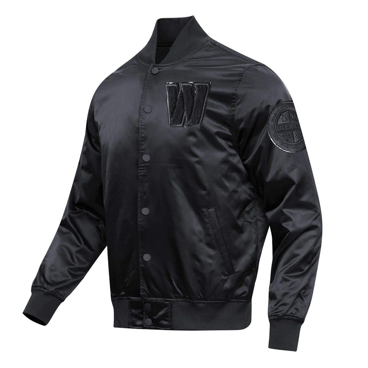 NFL WASHINGTON COMMANDERS TRIPLE BLACK MEN'S SATIN JACKET (TRIPLE BLACK) - Image 2