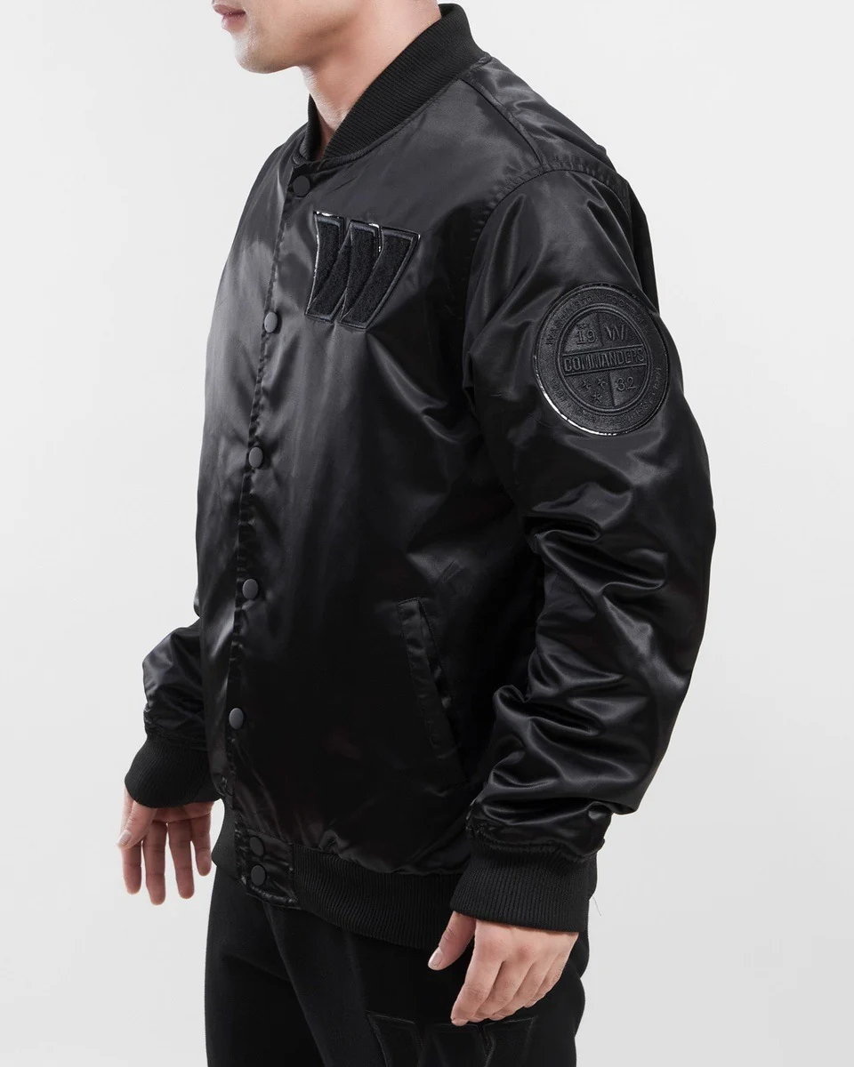 NFL WASHINGTON COMMANDERS TRIPLE BLACK MEN'S SATIN JACKET (TRIPLE BLACK) - Image 6
