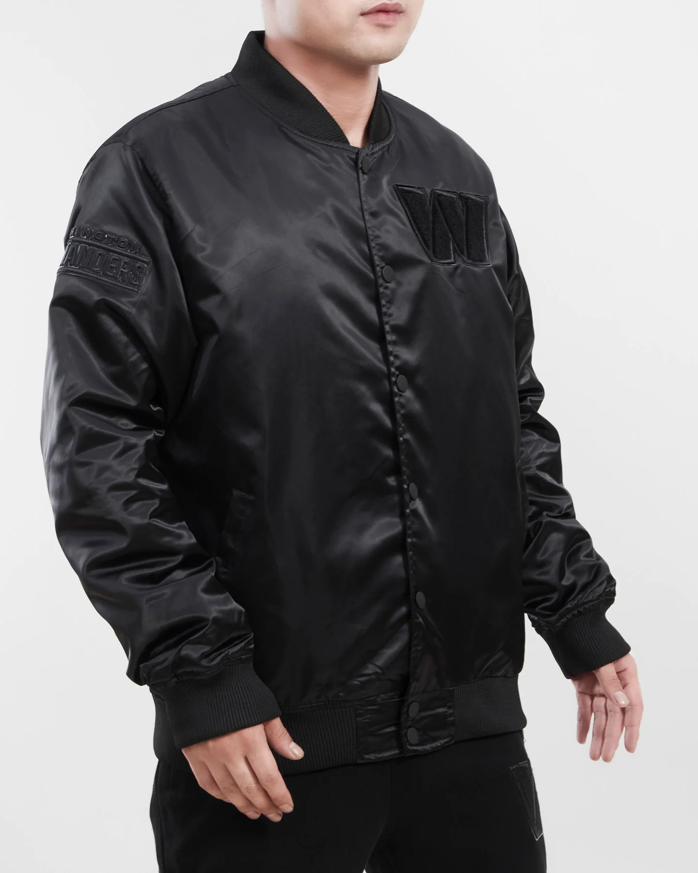 NFL WASHINGTON COMMANDERS TRIPLE BLACK MEN'S SATIN JACKET (TRIPLE BLACK) - Image 7