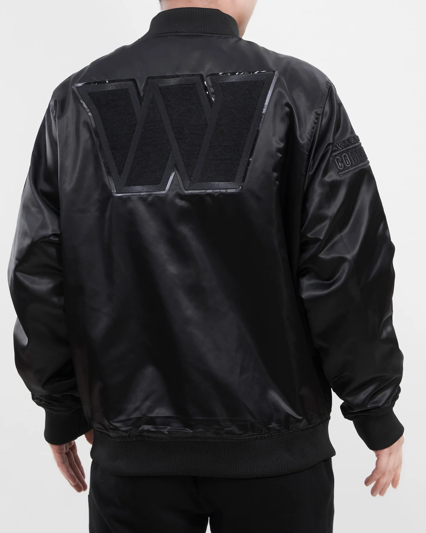 NFL WASHINGTON COMMANDERS TRIPLE BLACK MEN'S SATIN JACKET (TRIPLE BLACK) - Image 8