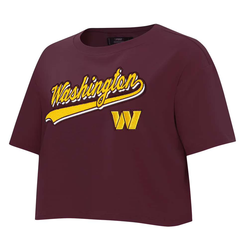NFL WASHINGTON COMMANDERS SCRIPT TAIL WOMEN'S SJ BOXY TEE (WINE) - Image 3