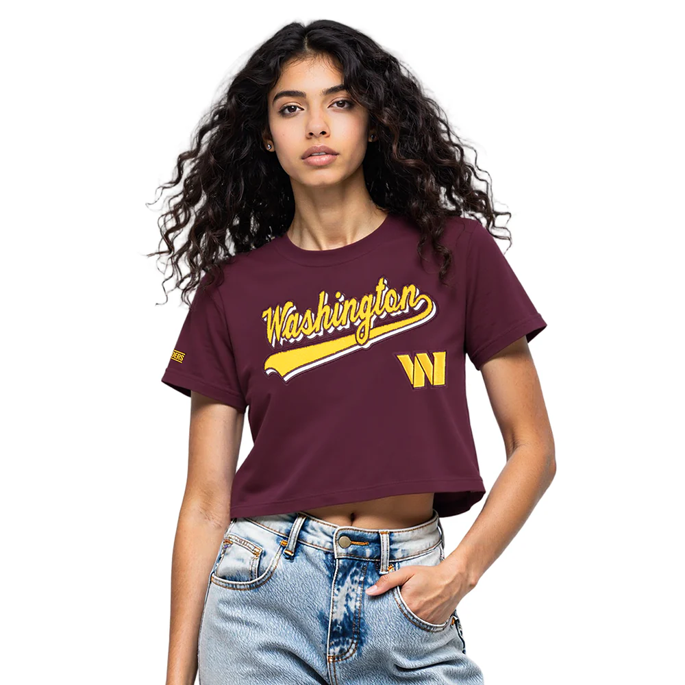 NFL WASHINGTON COMMANDERS SCRIPT TAIL WOMEN'S SJ BOXY TEE (WINE) - Image 7