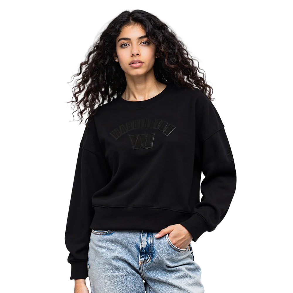 NFL WASHINGTON COMMANDERS TRIPLE BLACK WOMEN'S FLC CREWNECK (TRIPLE BLACK WOMEN'S)