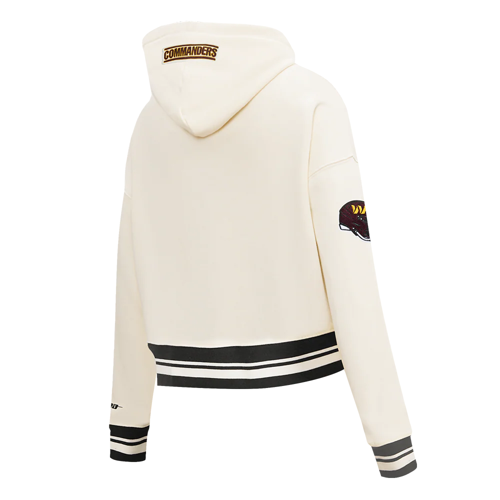 NFL WASHINGTON COMMANDERS RETRO CLASSIC WOMEN'S RIB CROPPED PO HOODI (EGGSHELL/ BLACK) - Image 4
