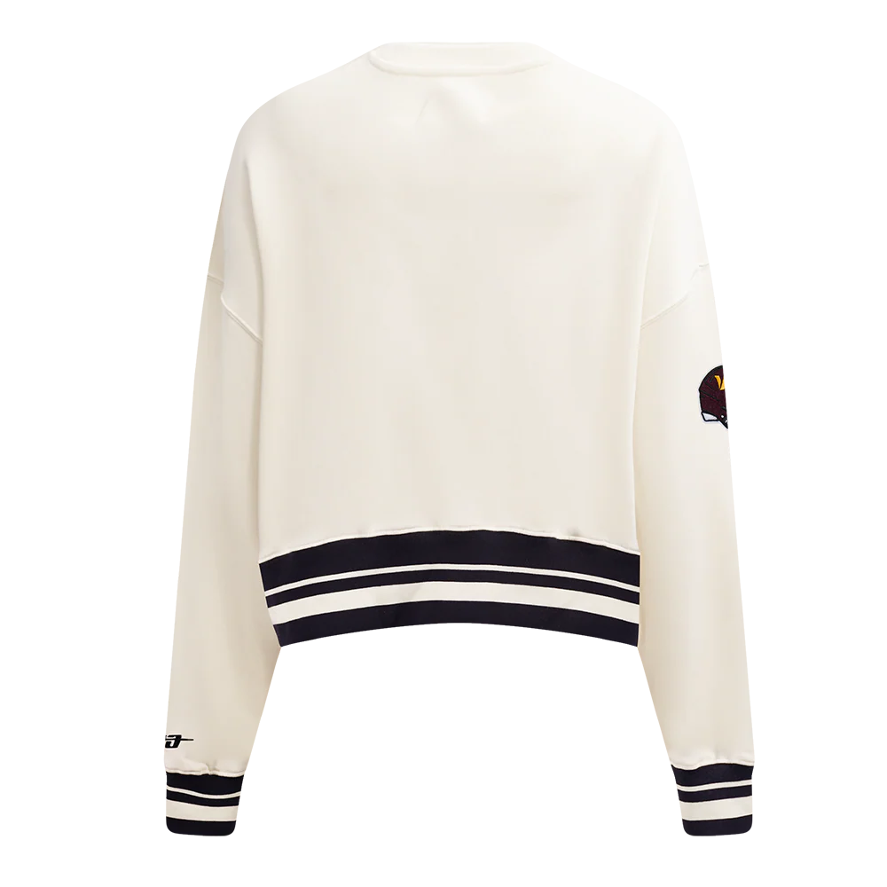 NFL WASHINGTON COMMANDERS RETRO CLASSIC WOMEN'S RIB CREWNECK (EGGSHELL/ BLACK) - Image 3
