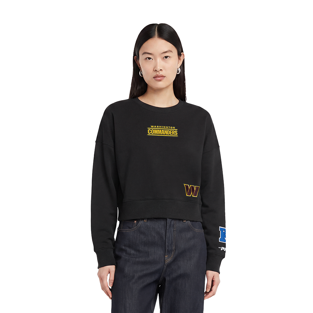 NFL WASHINGTON COMMANDERS WINGSPAN WOMEN'S FLC CREWNECK (BLACK) - Image 2